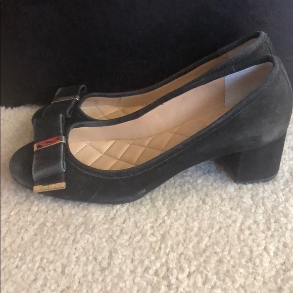 Sued pumps with block heels - Picture 2 of 4